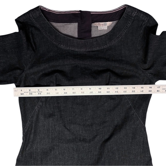 BODEN Freya Blue Denim Sheath Dress Stretch Short Sleeve Knee Length sz 6 - Picture 4 of 12